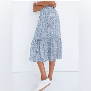 Madewell Blue and White Floral Skirt